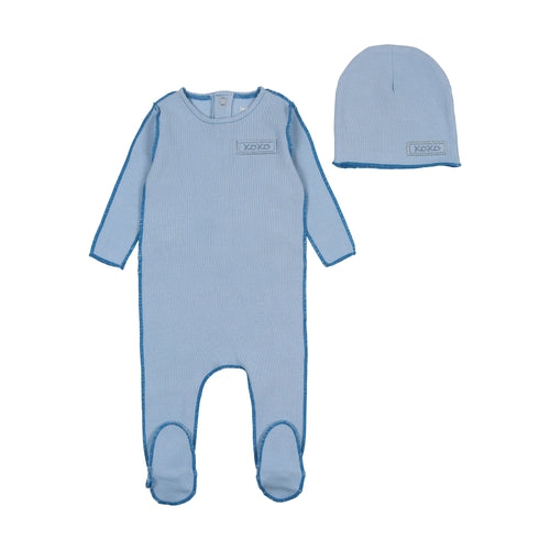 Bee And Dee Classic Ribbed Footie & Beanie - Coastal Blue