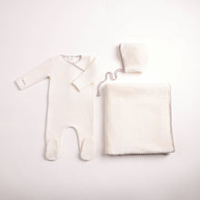 Load image into Gallery viewer, Bee &amp; Dee Classic Stitch Velour Layette Set - Chalk White