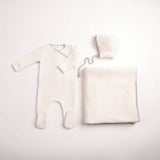 Bee & Dee Classic Stitch Velour Layette Set - Chalk White