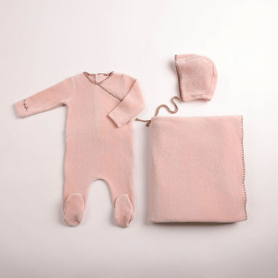 Bee & Dee Classic Stitch Velour Layette Set - Rose