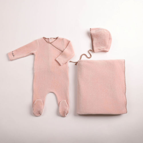Bee & Dee Classic Stitch Velour Layette Set - Rose