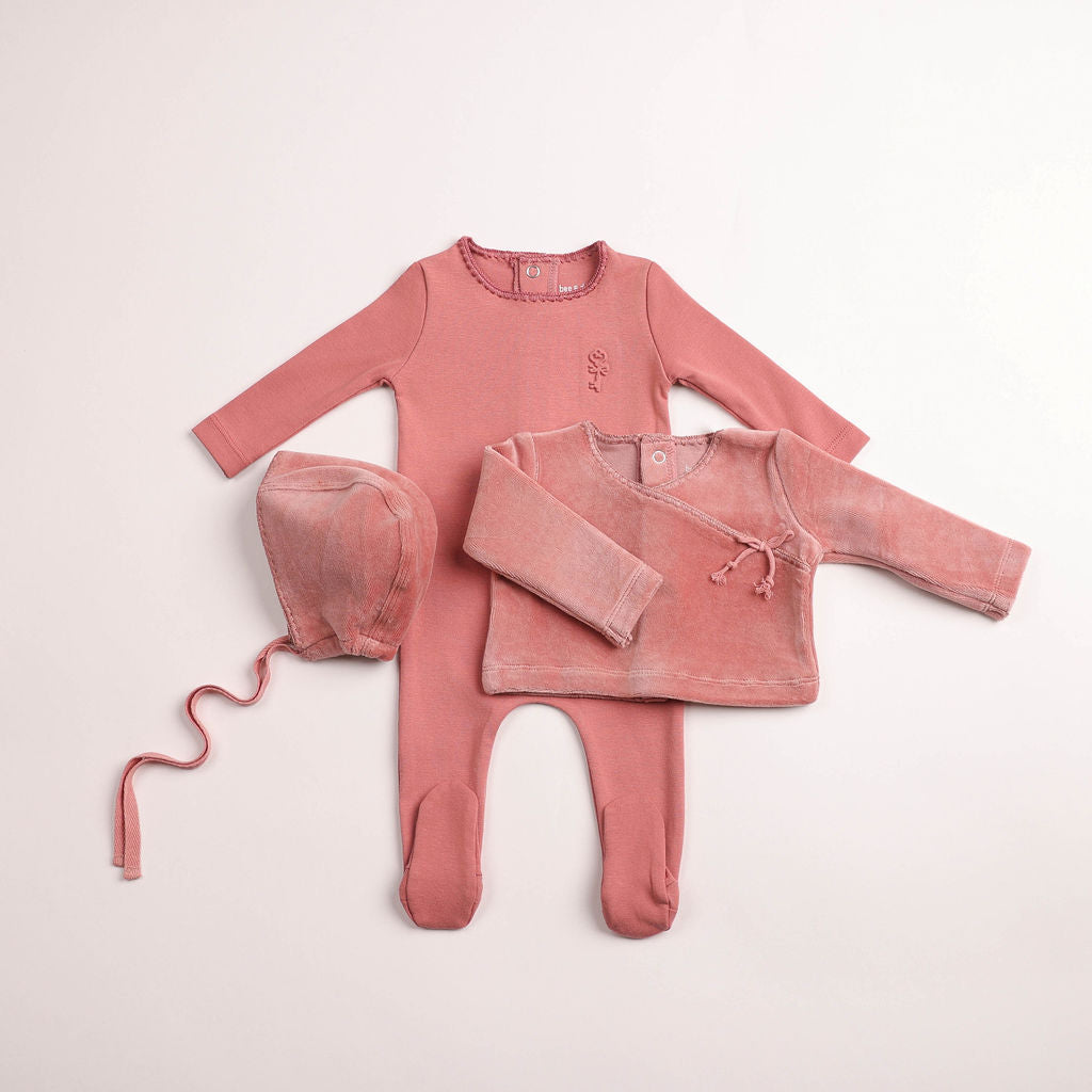 Bee & Dee Classic Stitch Wrap Two Piece Set - Dusty Pink