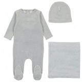 Bee & Dee Classic Velour with Bow Wreath Layette Set - Powder Blue