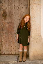 Load image into Gallery viewer, Orange Dimanche Corduroy Embroidered Dress - Green