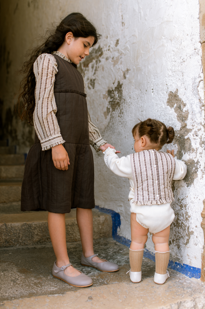 Orange Dimanche Baby Girl Knit Romper - Ivory