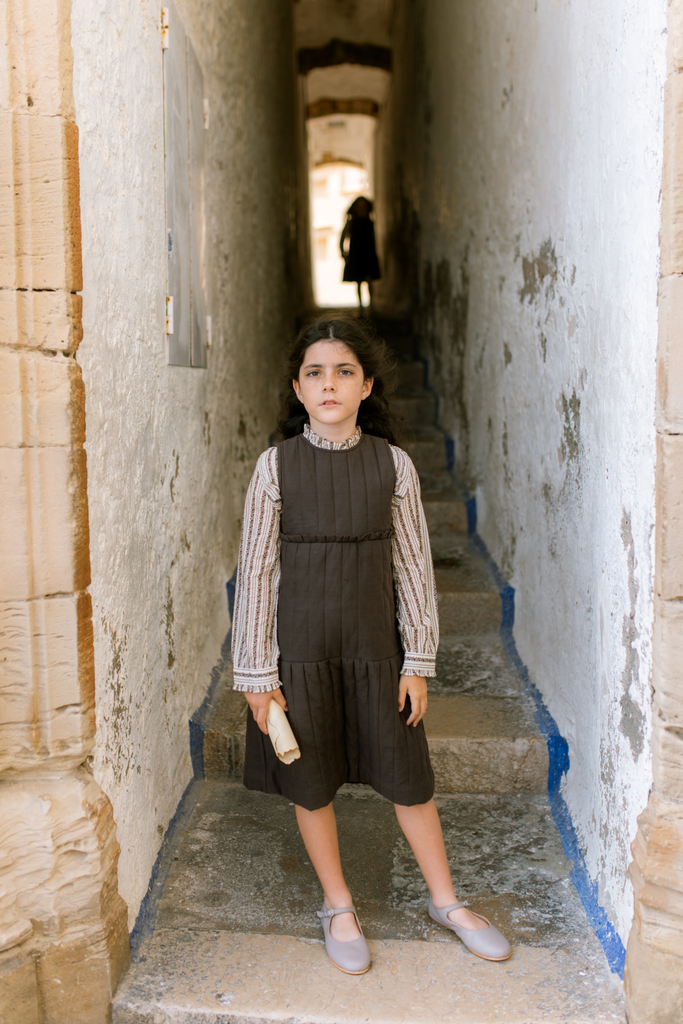 Orange Dimanche Pleated Dress - Brown