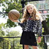 Rooie And Friends Girls Ruffle Sweatshirt PEPLUM - Dalmation