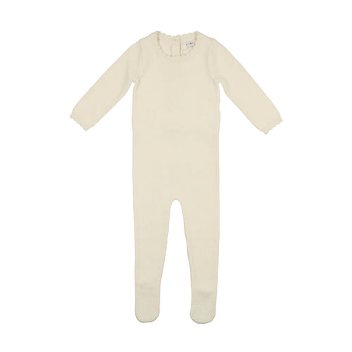 Coco blanc Scalloped Flat Knit Footie