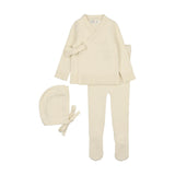 Coco blanc Knit Baby Set with Bonnet IVORY