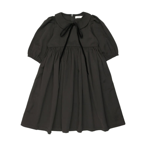 Coco Blanc Structured Dress Taffeta SHORT SLEEVE Black