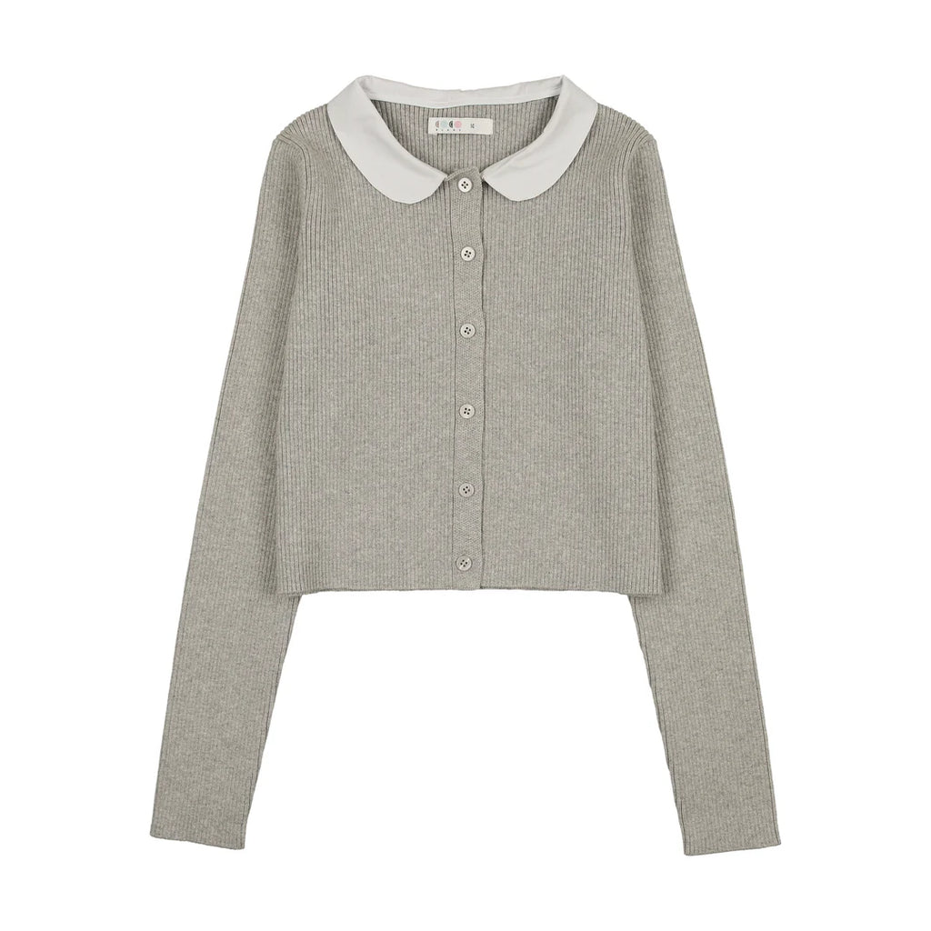 Coco Blanc Peter Pan Ribbed Cardigan