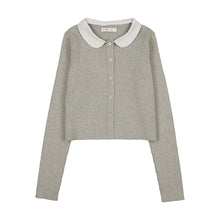 Load image into Gallery viewer, Coco Blanc Peter Pan Ribbed Cardigan