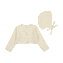 Load image into Gallery viewer, Coco blanc Scalloped Cardigan with Bonnet