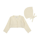 Coco blanc Scalloped Cardigan with Bonnet