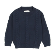 Load image into Gallery viewer, Coco Blanc Cabled Crew Sweater - Navy