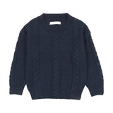 Coco Blanc Cabled Crew Sweater - Navy