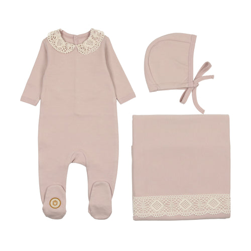 Mon Tresor Collar And Crochet Layette Set - Rose Smoke