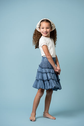 Birnham On The Sea Ruffle Skirt - Stonewash Denim