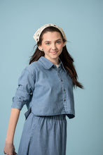 Load image into Gallery viewer, Birnham On The Sea Teen Bow Shirt - Stonewash Denim