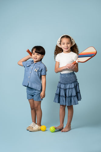 Birnham On The Sea Boys Shorts - Stonewash Denim