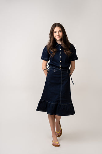 Birnham On The Sea Teen Drawstring Top - Indigo