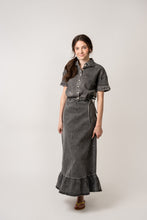Load image into Gallery viewer, Birnham On The Sea Teen Ruffle Midi Skirt - Black Wash