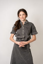 Load image into Gallery viewer, Birnham On The Sea Teen Drawstring Top - Black Wash