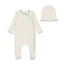 Load image into Gallery viewer, Bee &amp; Dee Color Stitch Wrap Footie/Beanie-White Boys