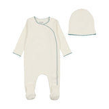 Bee & Dee Color Stitch Wrap Footie/Beanie-White Boys
