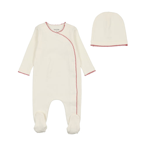 Bee & Dee Color Stitch Wrap Footie/Beanie-White Girls