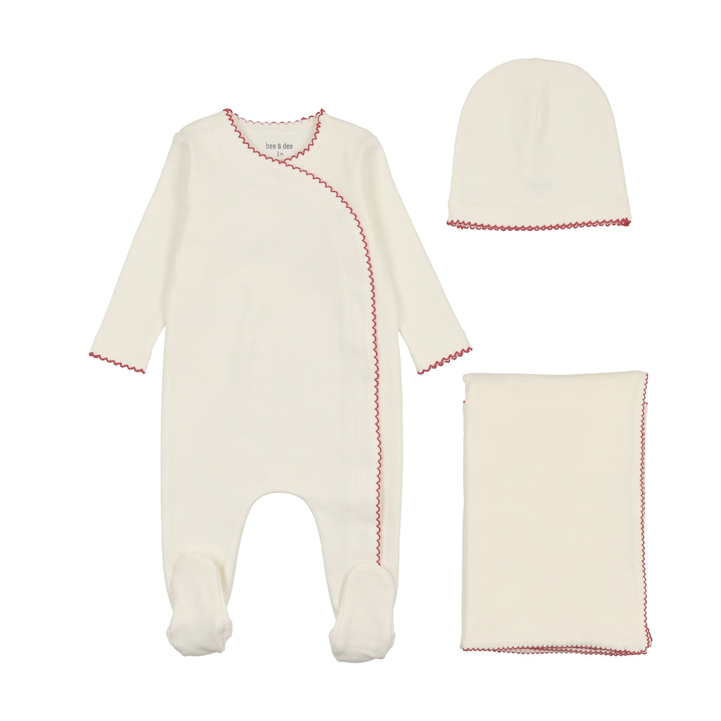 Bee & Dee Color Stitch Wrap 3PC Set - White Girls