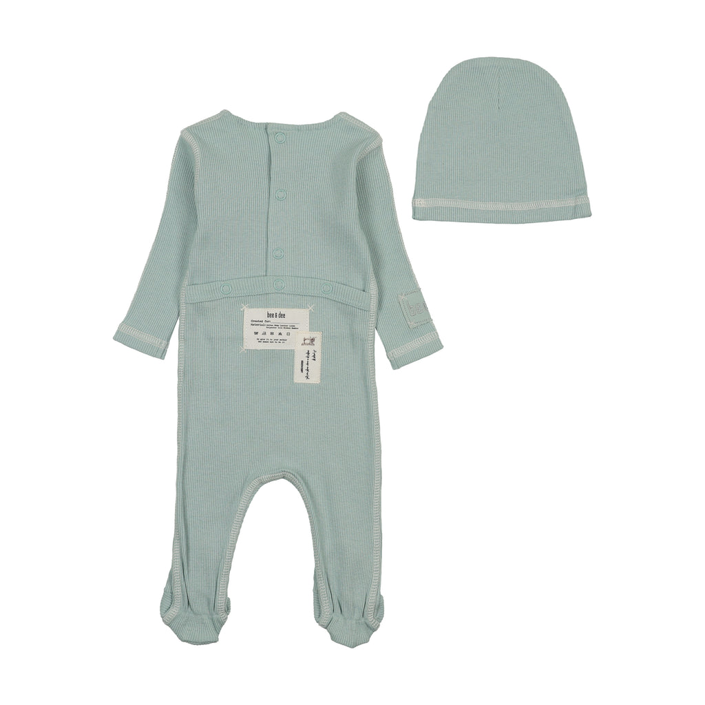 Bee & Dee Contrast Footie And Beanie - Aqua