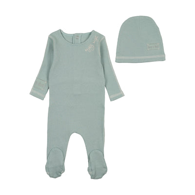 Bee & Dee Contrast Footie And Beanie - Aqua