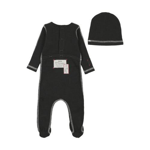 Bee & Dee Contrast Footie And Beanie - Black