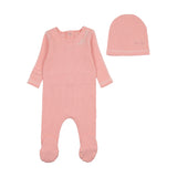 Bee & Dee Contrast Footie And Beanie - Coral
