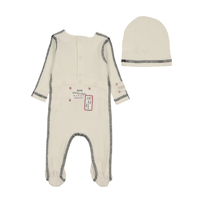 Bee & Dee Contrast Footie And Beanie - Cream