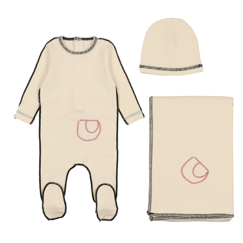 Bee & Dee Contrast Ribbed 3PC Set -Cream Contrast
