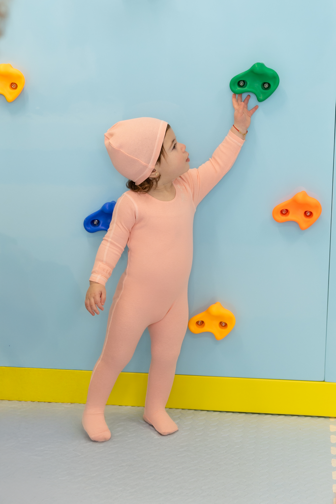 Bee & Dee Contrast Footie And Beanie - Coral