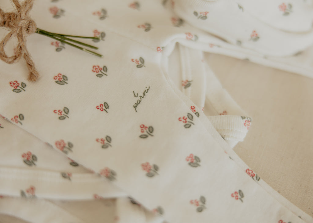 Little Parni Floral Two Piece Set And Beanie (K664) - Pink