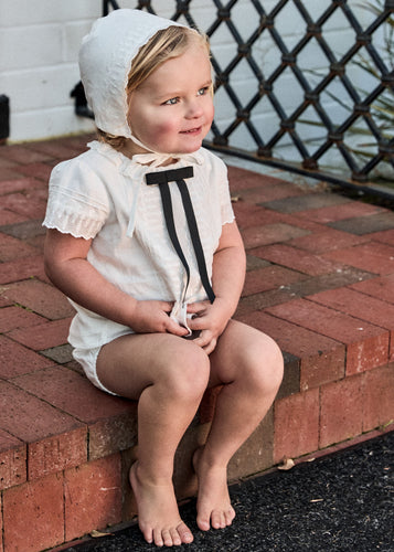 Little Parni Evening Bow Toddler Set - White