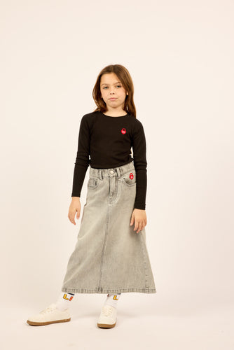 Little Parni Long Sleeve Heart Logo Tshirt K500 - Black