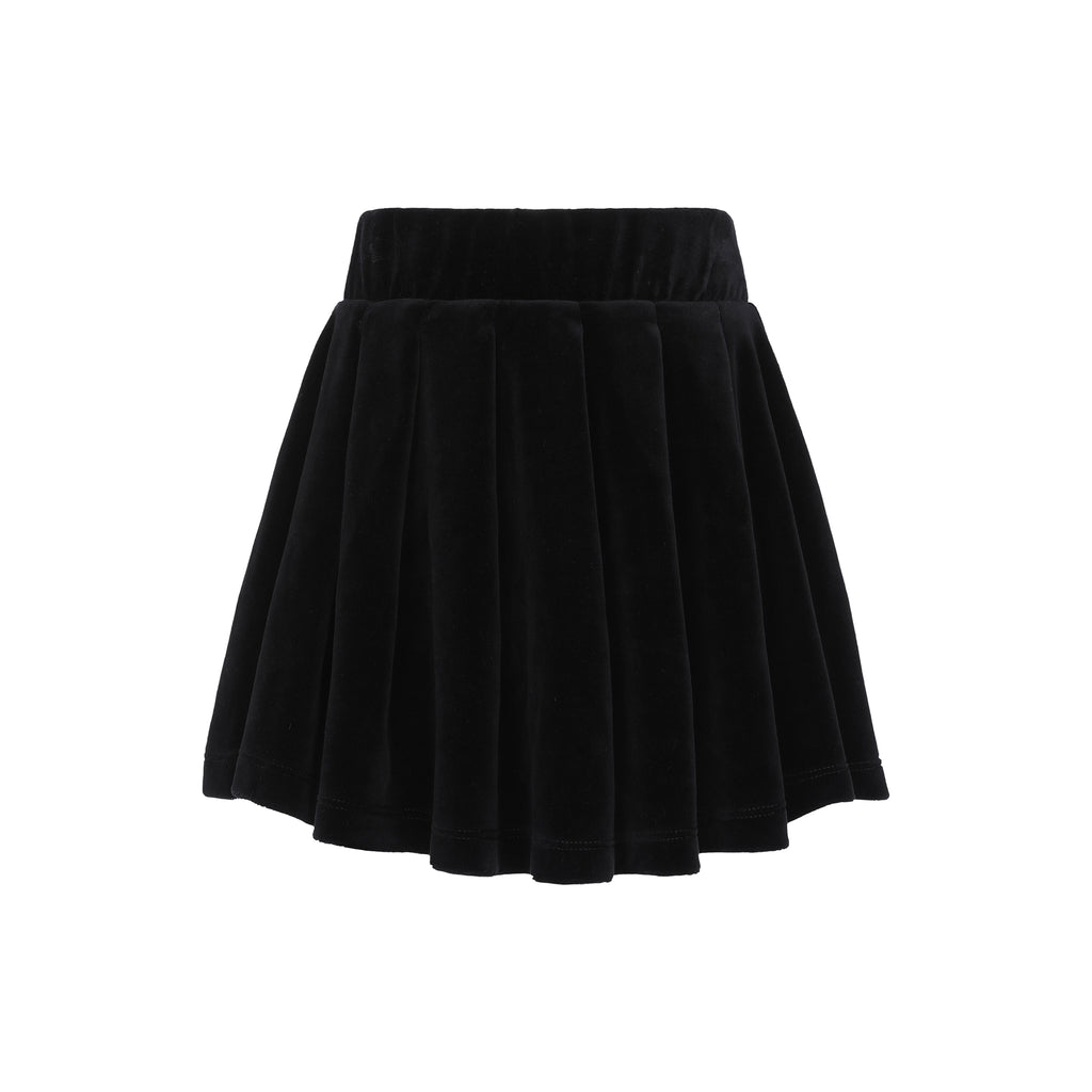 Little Parni Velour Pleated Skirt (K542) - Black