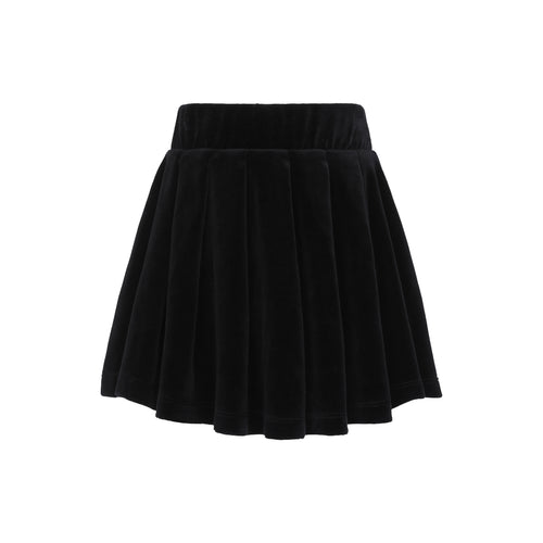 Little Parni Velour Pleated Skirt (K542) - Black