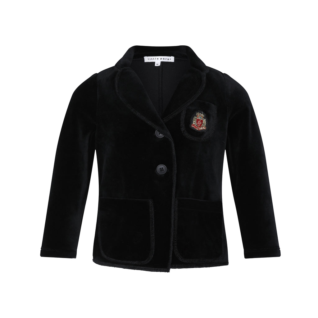 Little Parni Velour Blazer (K543) - Black