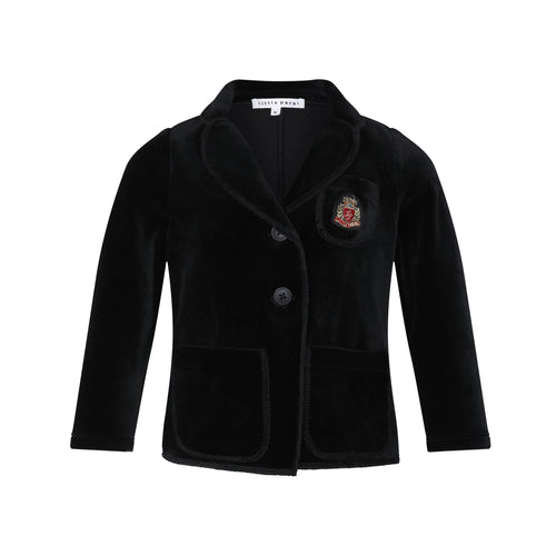 Little Parni Velour Blazer (K543) - Black