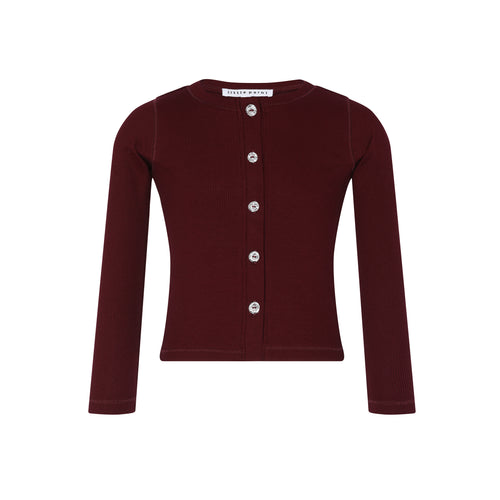 Little Parni Rhinestone Cardigan (K545) - Burgundy