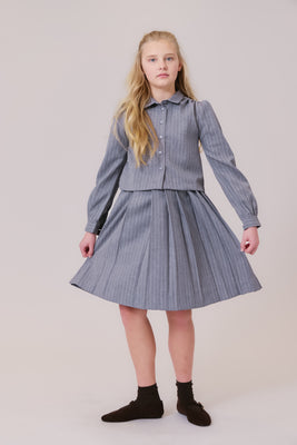 Kipp Cynthia Pinstripe Shirt And Skirt Set - Grey