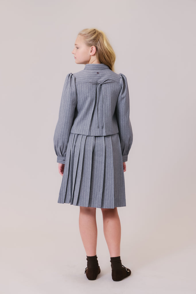 Kipp Cynthia Pinstripe Shirt And Skirt Set - Grey