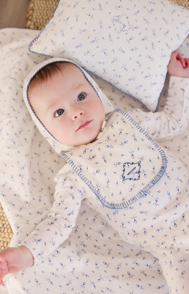 Kipp Baby Petit Pois Footie And Bonnet - Blue