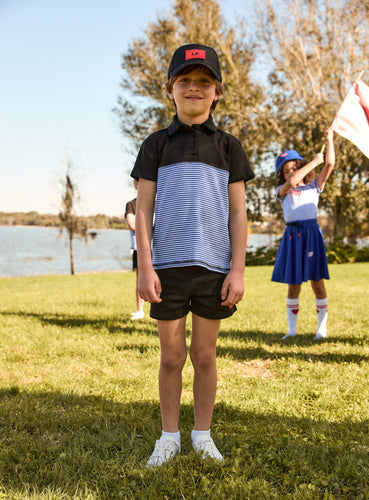 Little Parni Striped Boys Polo (K624) - Royal Blue/White